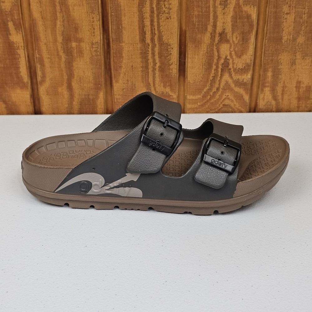 Gdefy Upbov Men's Size 9 Slide Recovery Sandals Brown Cushy Support Buckles - Picture 2 of 10